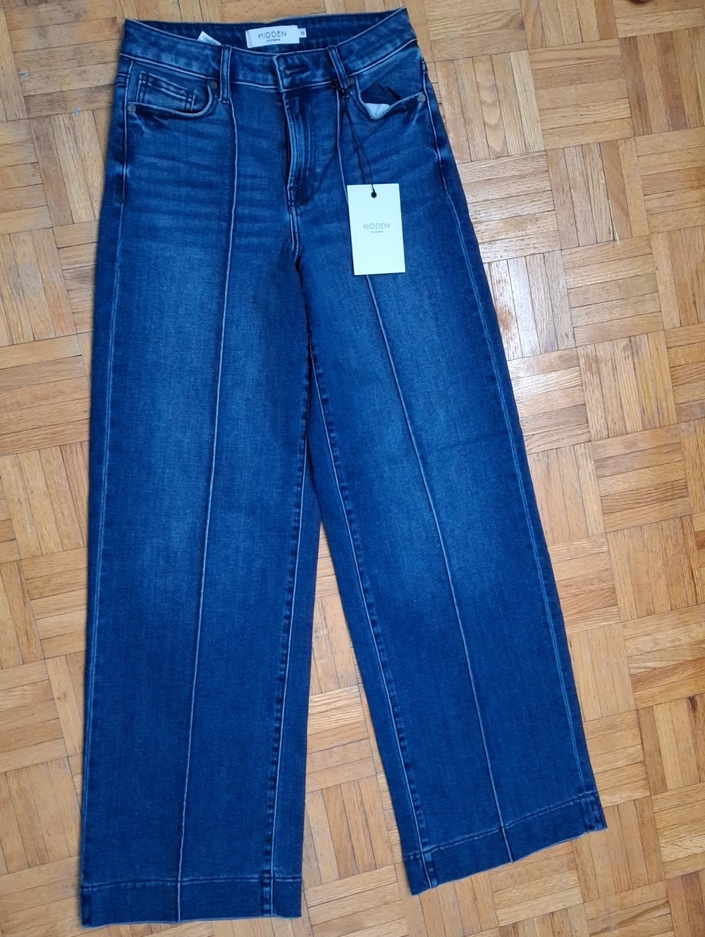 Hidden High-Rise Wide-Leg Jeans in Dark Blue